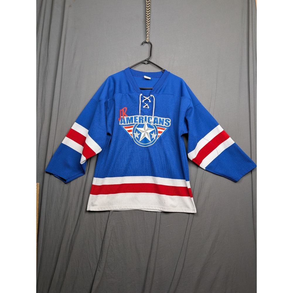 Athletic Knit AK Americans Hockey Jersey - Blue/Red/White - Size S - DAY #5